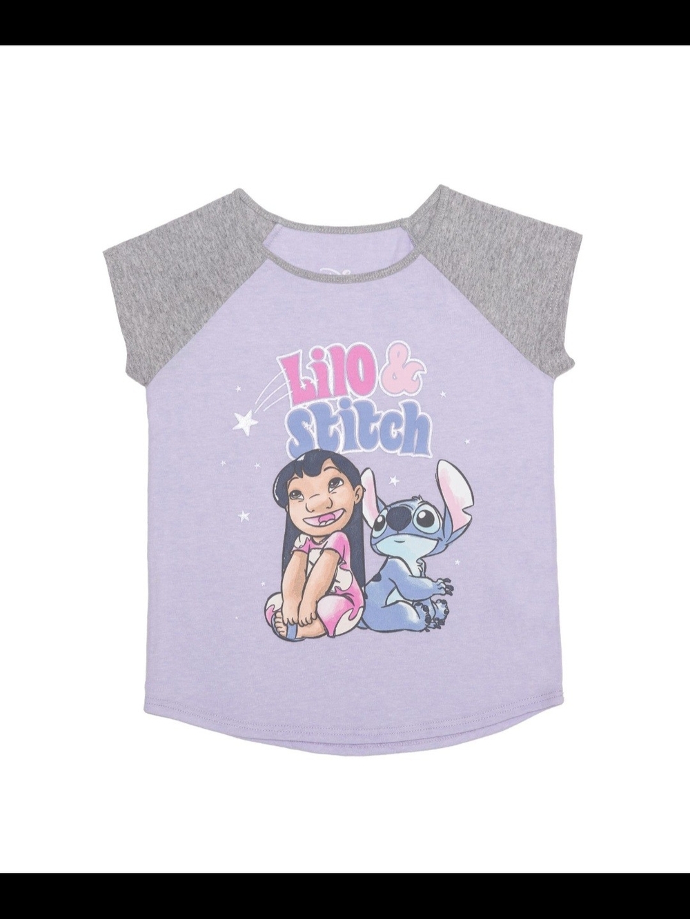 Disney Lilo & Stitch Toddler Girls Raglan purple grey Graphic Tee size 2T